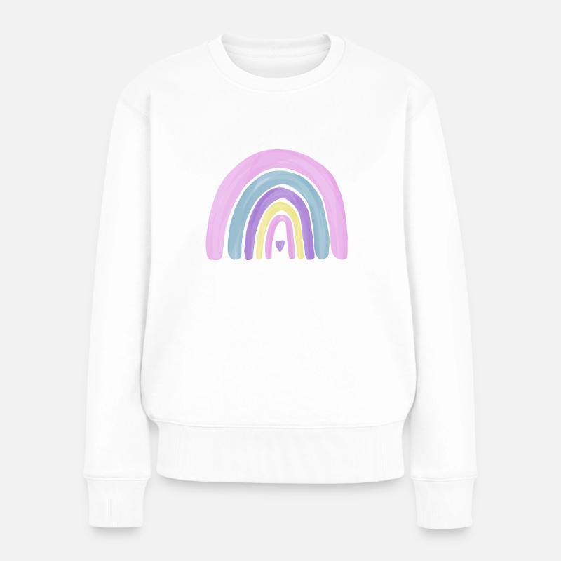 Schöner, bunter Regenbogen - Frauen Premium Bio Pullover - Weiß