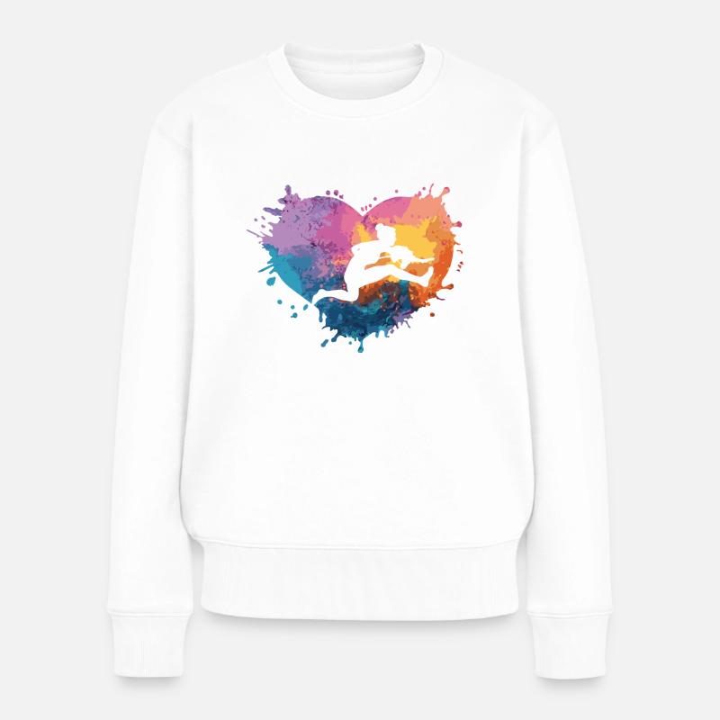 Hobby Horsing Herz - Frauen Premium Bio Pullover - Weiß