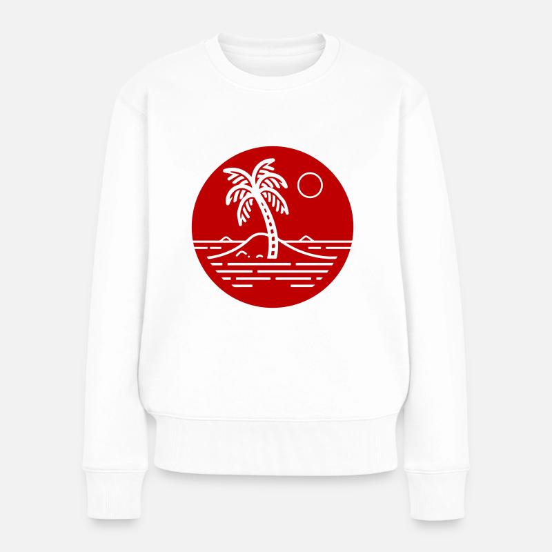 Palmen Insel Symbol Strand - Frauen Premium Bio Pullover - Weiß