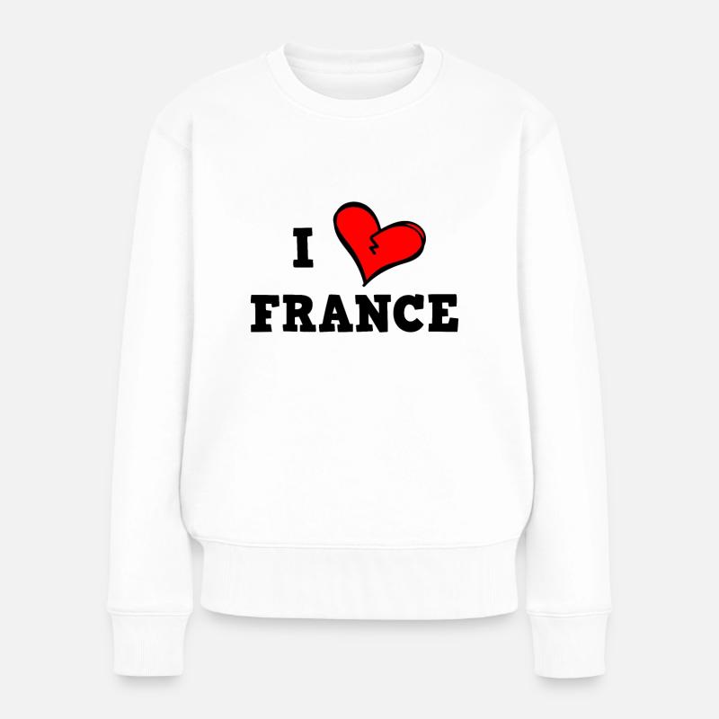 Ich liebe Frankreich - Frauen Premium Bio Pullover - Weiß