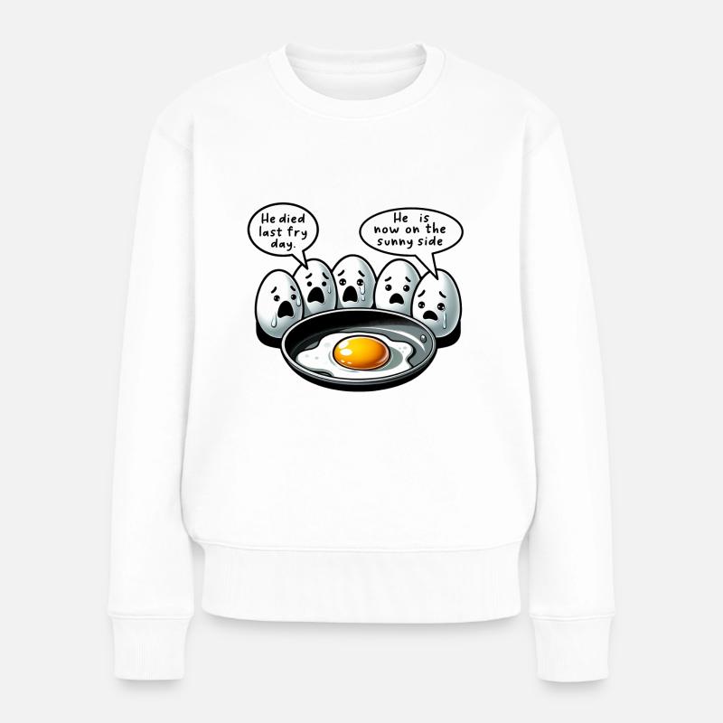 Eier Spiegelei Oster Meme - Frauen Premium Bio Pullover - Weiß