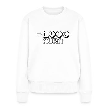 Minus 1000 Aura - Shirt brainrot - Frauen Premium Bio Pullover - Weiß - Vorne - Julia (174cm)