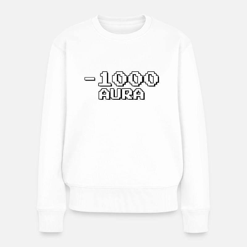 Minus 1000 Aura - Shirt brainrot - Frauen Premium Bio Pullover - Weiß