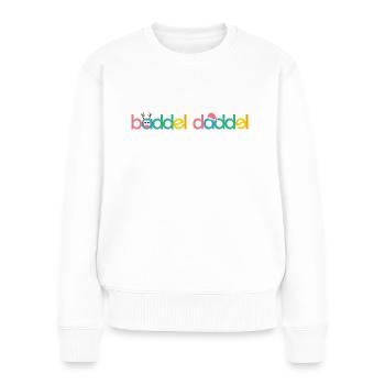 Baddeldaddel.de bunt I Logo Weihnachten - Frauen Premium Bio Pullover - Weiß - Vorne - Julia (174cm)