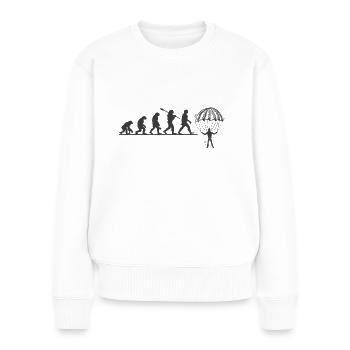 Evolution Fallschirm - Frauen Premium Bio Pullover - Weiß - Vorne - Julia (174cm)