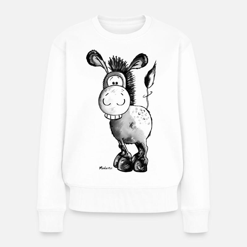 Lustiger grauer Esel - Frauen Premium Bio Pullover - Weiß
