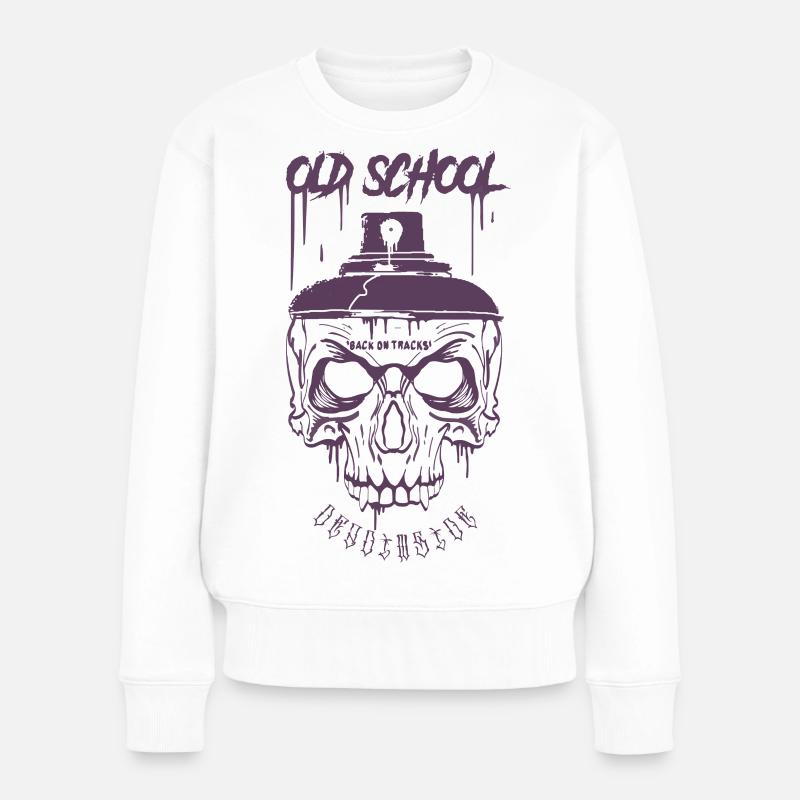 Crâne Punk Art Rétro - Pull Premium bio Femme - blanc