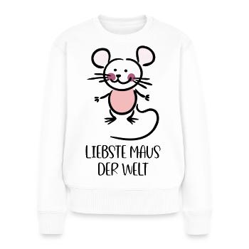 Maus - Frauen Premium Bio Pullover - Weiß - Vorne - Julia (174cm)