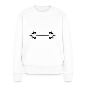 hantel icon gewichte symbol langhantel - Frauen Premium Bio Pullover - Weiß - Vorne - Julia (174cm)
