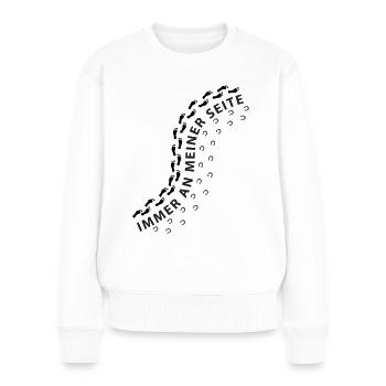 Pferd Huf Spur Fußabdruck Immer an deiner Seite - Frauen Premium Bio Pullover - Weiß - Vorne - Julia (174cm)