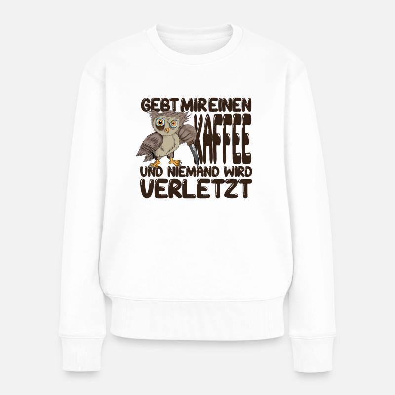 Eule Barista Lebensretter Kaffee Coffee Cappuccino - Frauen Premium Bio Pullover - Weiß