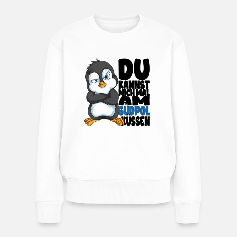 Kannst mich mal am Südpol küssen Pinguine - Frauen Premium Bio Pullover - Weiß