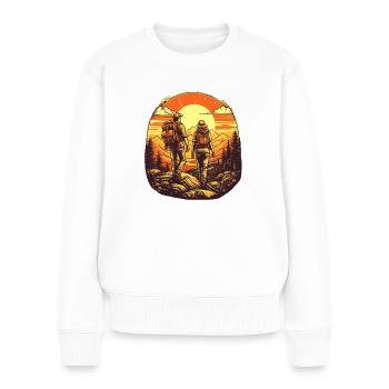 Cool hiker motif - hiking in the mountains - Women's Premium Organic Jumper - white - Front - Julia (174cm)