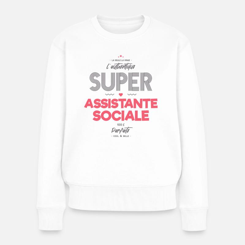 L authentique super assistante sociale - Pull Premium bio Femme - blanc