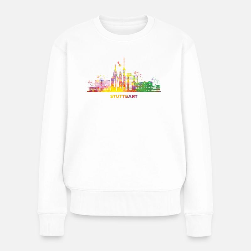 Stadtbild Stuttgart Skyline Stuttgarter - Frauen Premium Bio Pullover - Weiß