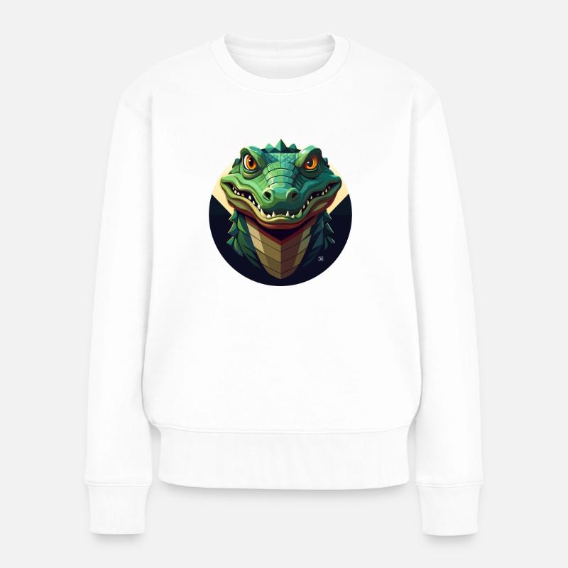 Krokodil - Frauen Premium Bio Pullover - Weiß