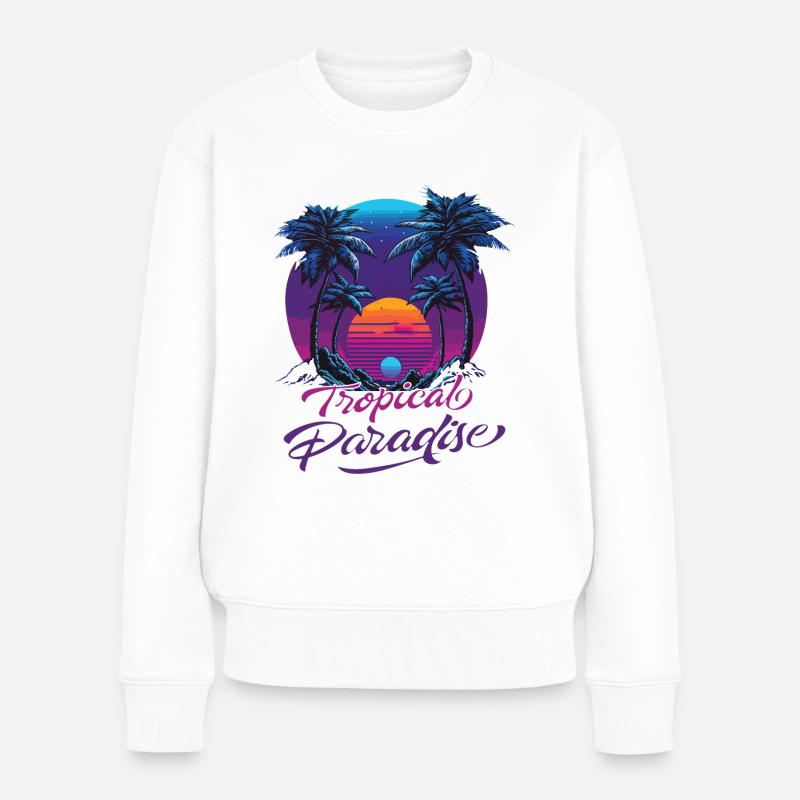 Tropical Paradise Sunset - Frauen Premium Bio Pullover - Weiß