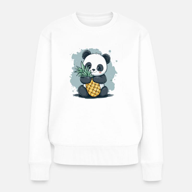 Panda et ananas - Pull Premium bio Femme - blanc