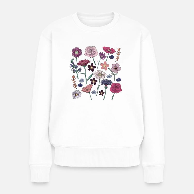 Fleurs Filles - Pull Premium bio Femme - blanc