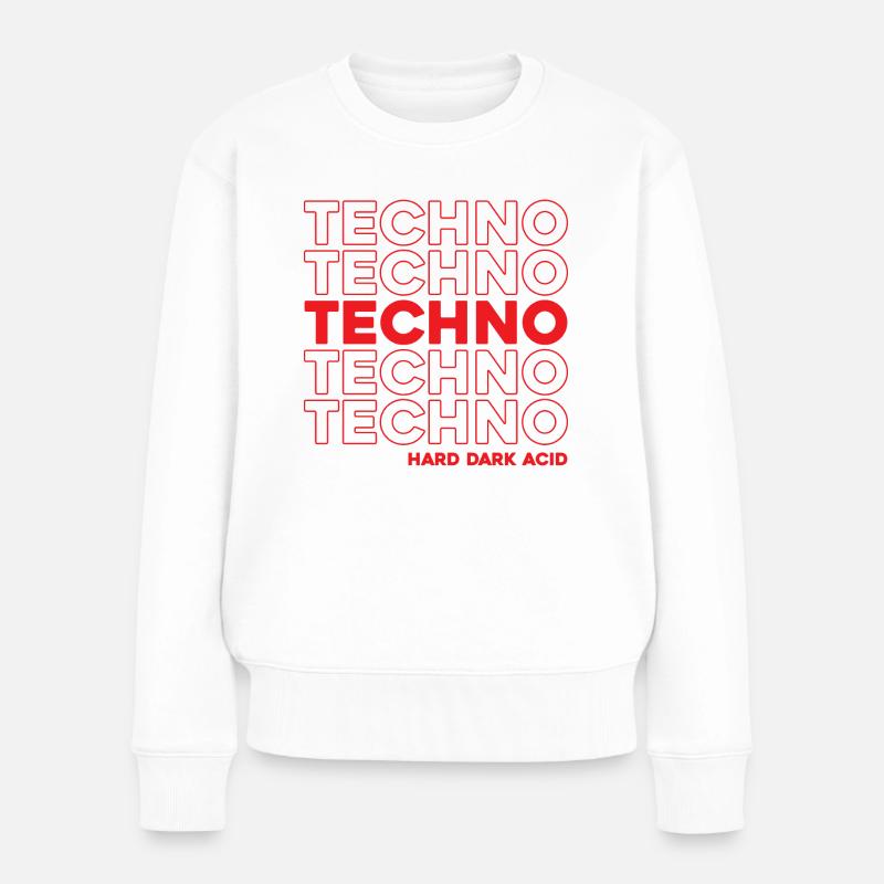 Techno Hard Dark Acid Techno - Frauen Premium Bio Pullover - Weiß