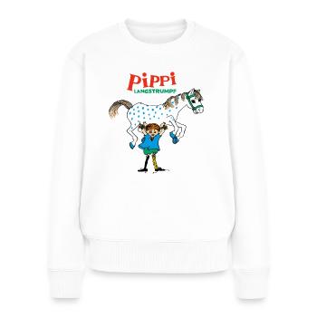 Pippi Langstrumpf Pippi Und Kleiner Onkel - Frauen Premium Bio Pullover - Weiß - Vorne - Julia (174cm)
