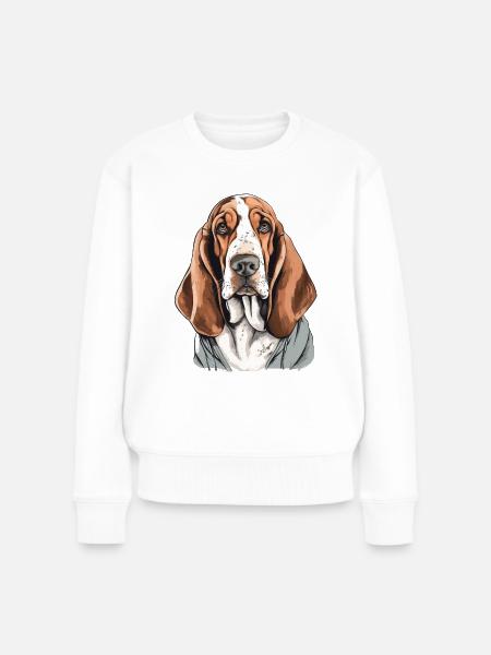 Basset Hound - Frauen Premium Bio Pullover - Weiß