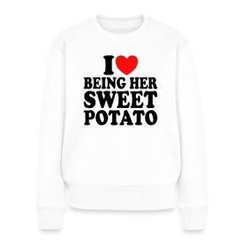 J'aime Être Sa Patate Douce Couple Thanksgiving - Pull Premium bio Femme - blanc - Devant - Julia (174cm)