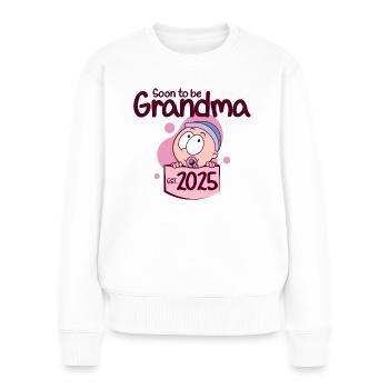 Beförderung zur Oma 2025 Baldige Oma - Frauen Premium Bio Pullover - Weiß - Vorne - Julia (174cm)
