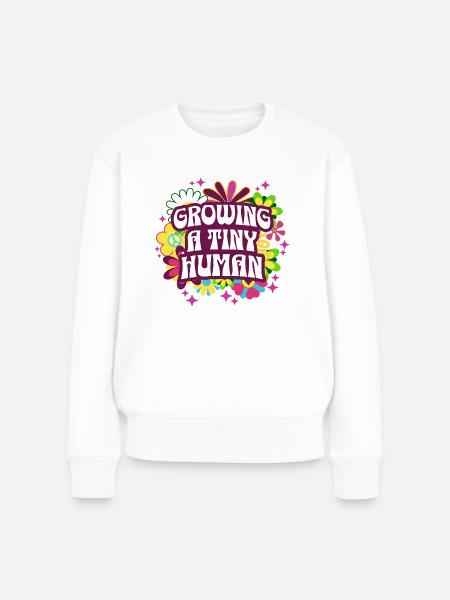 Schwangerschaftsankündigung von Maternity Flowers - Frauen Premium Bio Pullover - Weiß