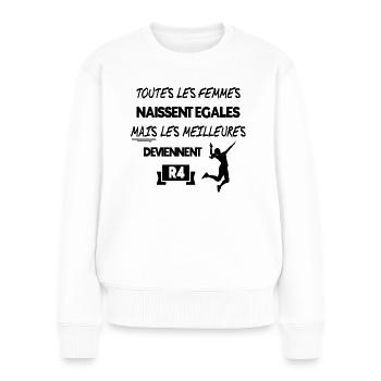Humour volley - R4 - Pull Premium bio Femme - blanc - Devant - Julia (174cm)