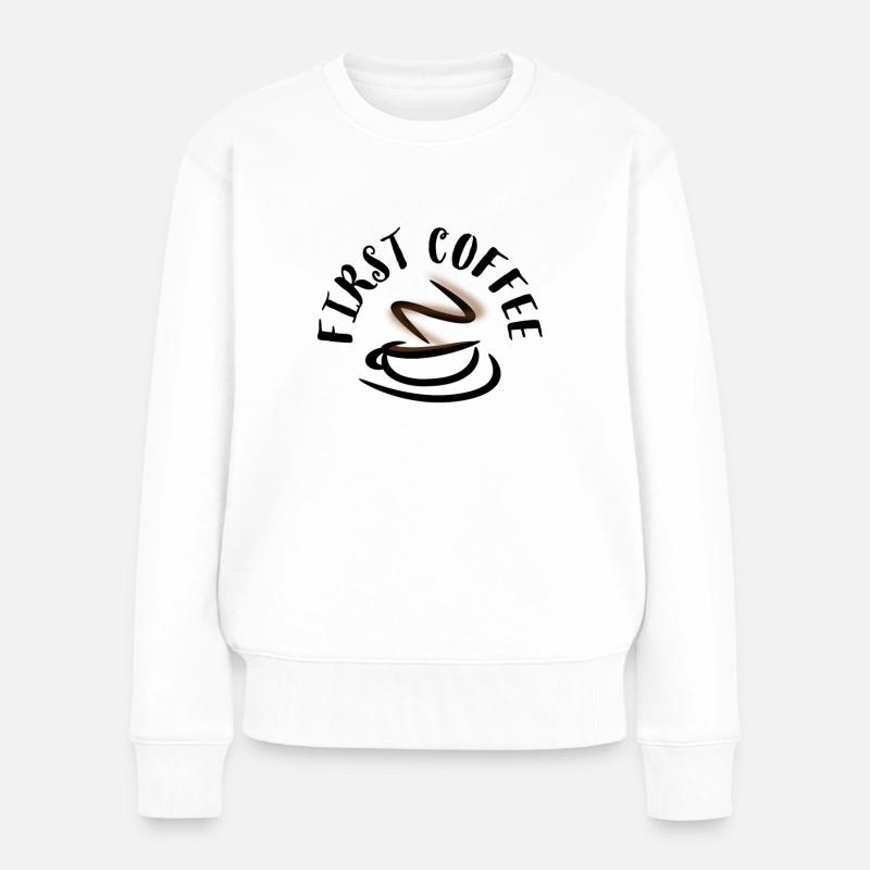 Kaffee, Kaffee, Kaffee, Kaffee, Kaffee, lustig - Frauen Premium Bio Pullover - Weiß