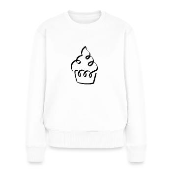 MUFFIN LINE ART | Dessert doux | Les gourmets - Pull Premium bio Femme - blanc - Devant - Julia (174cm)