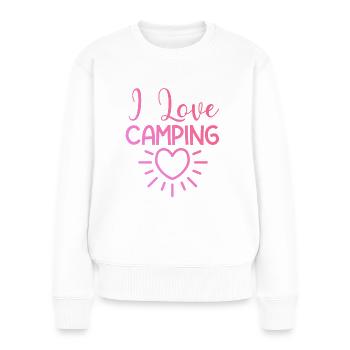 Ich liebe Camping - Frauen Premium Bio Pullover - Weiß - Vorne - Julia (174cm)