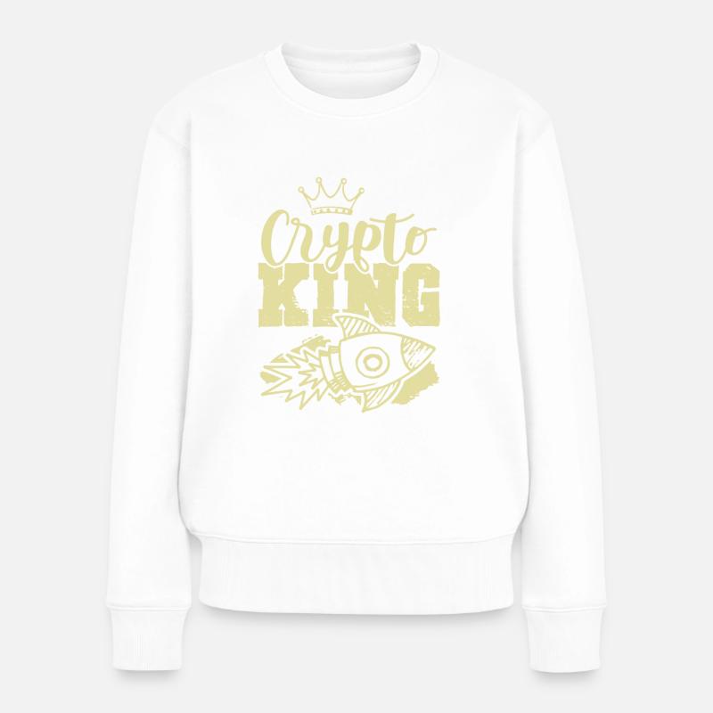 Crypto King - Frauen Premium Bio Pullover - Weiß