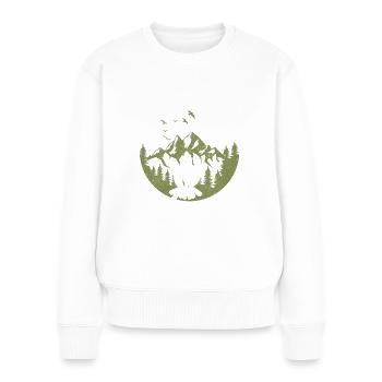 Équipe de buveurs de feu de camp Tenue de randonnée Bushcraft - Pull Premium bio Femme - blanc - Devant - Julia (174cm)