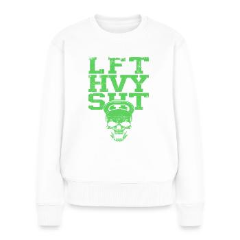 LFT HVY SHT Fitness Gym Musculation - Pull Premium bio Femme - blanc - Devant - Julia (174cm)