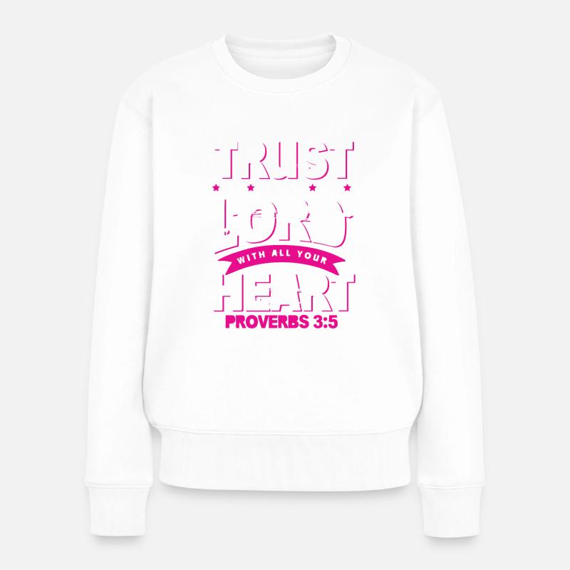 bibel herz vertrauen - Frauen Premium Bio Pullover - Weiß