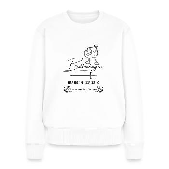 Boltenhagen-Möwe-Anker-Koordinaten-Ostsee - Frauen Premium Bio Pullover - Weiß - Vorne - Julia (174cm)