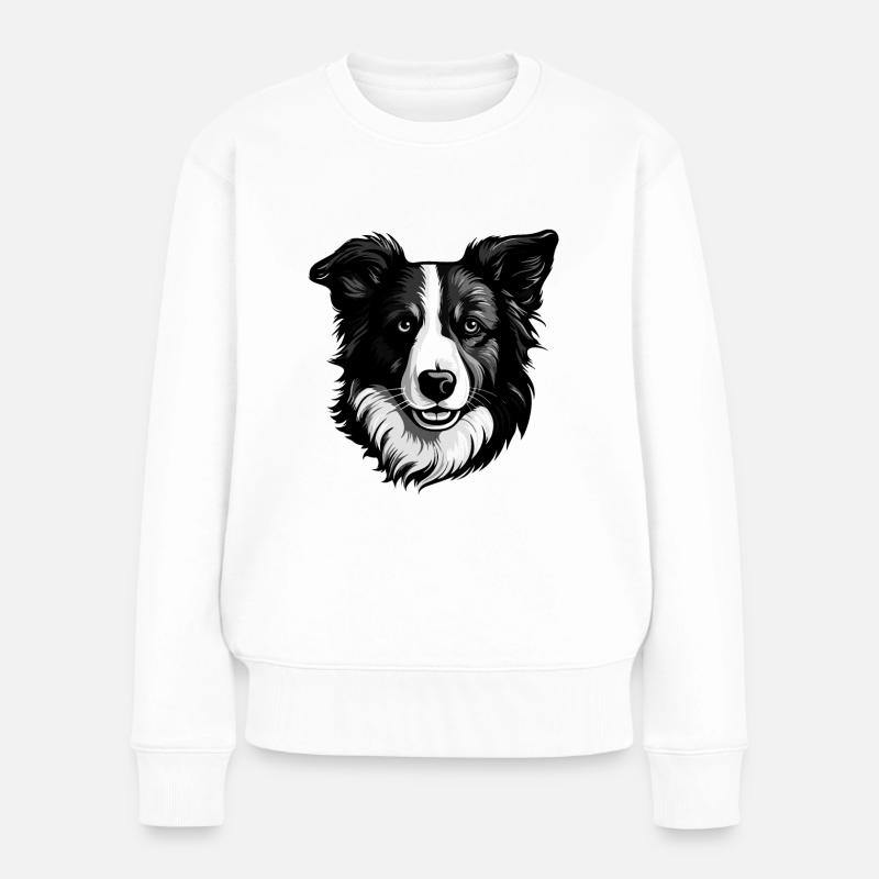 Border Collie Hund Portrait - Frauen Premium Bio Pullover - Weiß