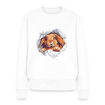 Dwarf Ram Holland Lop Dwarf Rabbit Hare - Women's Premium Organic Jumper - white - Front - Julia (174cm)