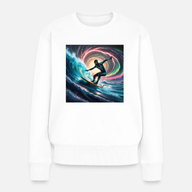 Pulsar Surfer – Ein Sci-Fi-Abenteuer auf kosmische - Frauen Premium Bio Pullover - Weiß