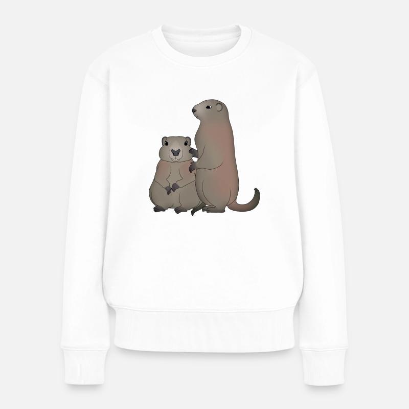 Zwei Murmeltiere - Frauen Premium Bio Pullover - Weiß