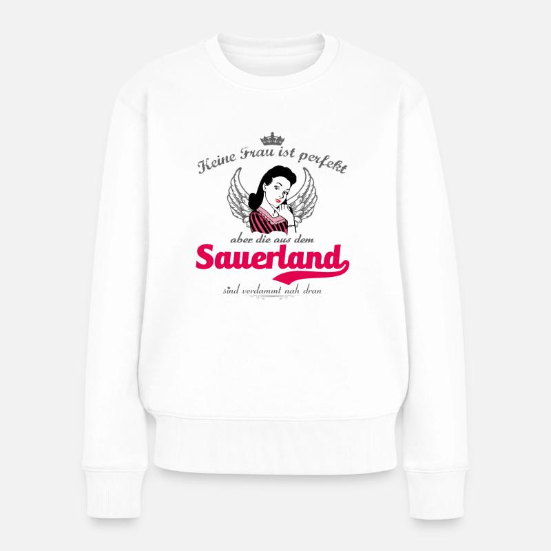 Frau perfekt Sauerland - Frauen Premium Bio Pullover - Weiß