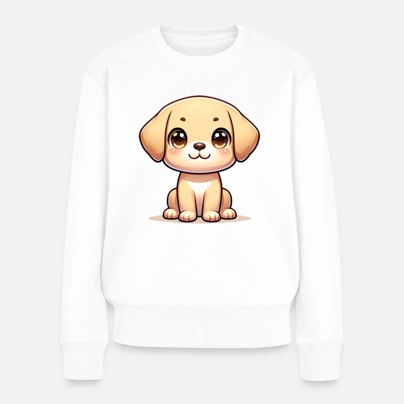 Illustration numérique de chien Labrador mignon - Pull Premium bio Femme - blanc