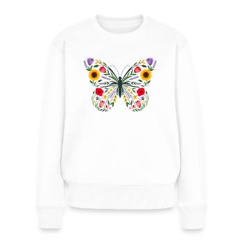 Women's Floral Butterfly Silhouette - Women's Premium Organic Jumper - white - Front - Julia (174cm)