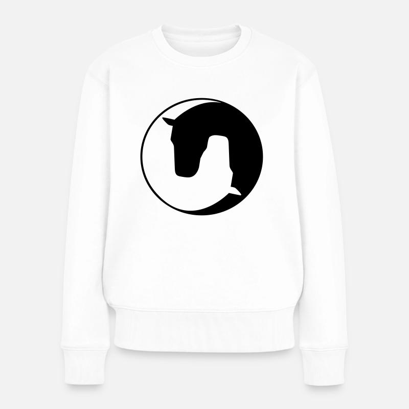 Pferd - Frauen Premium Bio Pullover - Weiß