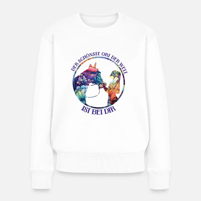 Der schönste Ort der Welt - ist bei dir - Frauen Premium Bio Pullover - Weiß