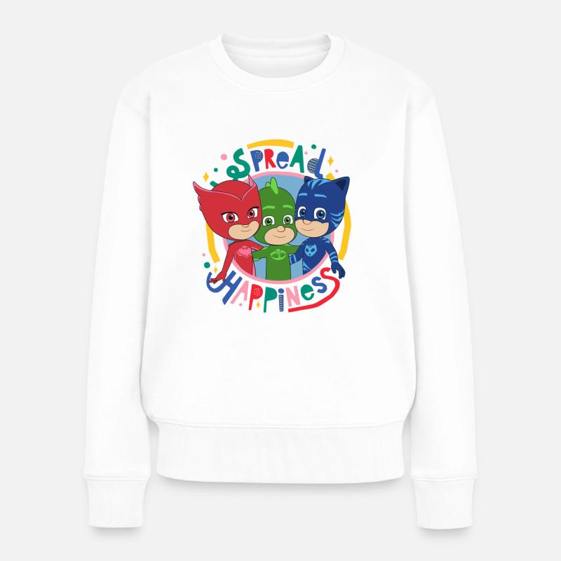 PJ Masks Gruppenbild Mit Catboy, Owlette Und Gekko - Frauen Premium Bio Pullover - Weiß