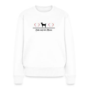 Hundemotiv für Damen - Liebe auf vier Pfoten - Frauen Premium Bio Pullover - Weiß - Vorne - Julia (174cm)