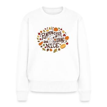 Peanuts Design Herbst Mit Spruch Und Snoopy - Frauen Premium Bio Pullover - Weiß - Vorne - Julia (174cm)
